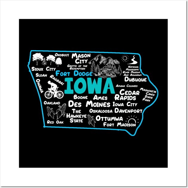 Iowa Fort Dodge Des Moines Cedar Rapids, Sioux City, Mason City, Boone, Ames, Davenport, Ottumwa, Fort Madison Wall Art by BoogieCreates